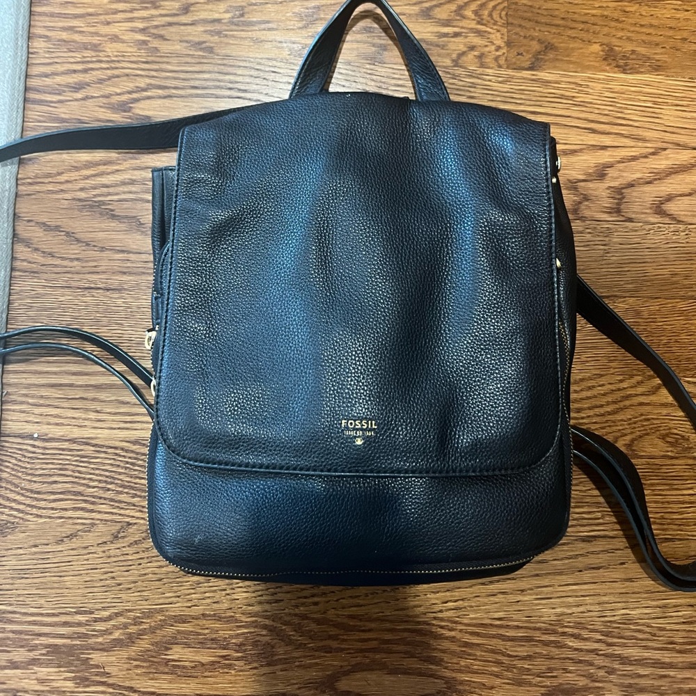 Fossil backpack, leather, black